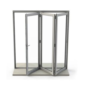 White folding glass bifold door with open panels