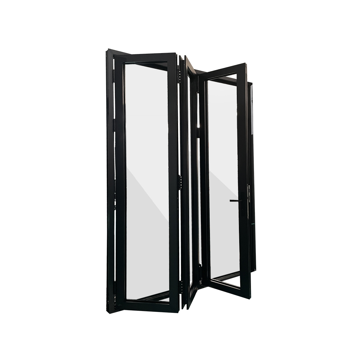 Symmetric four-panel bifold door with center opening panels