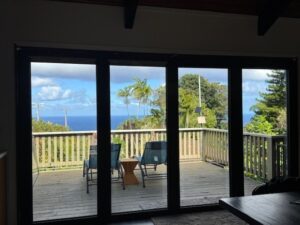 Stylish black bifold glass door with multiple panels