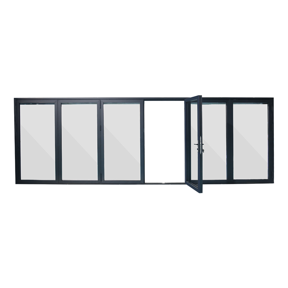 Six-panel extra wide bifold door across full wall