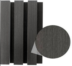 Black slat panel sample with textured wood grain