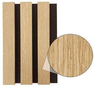 Dual-tone wooden slat panel in light and dark finish