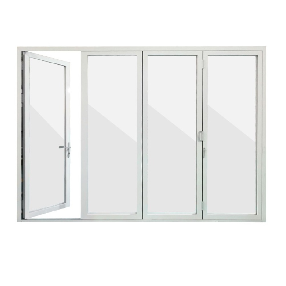 Wide white bifold doorway with panels folded to one side