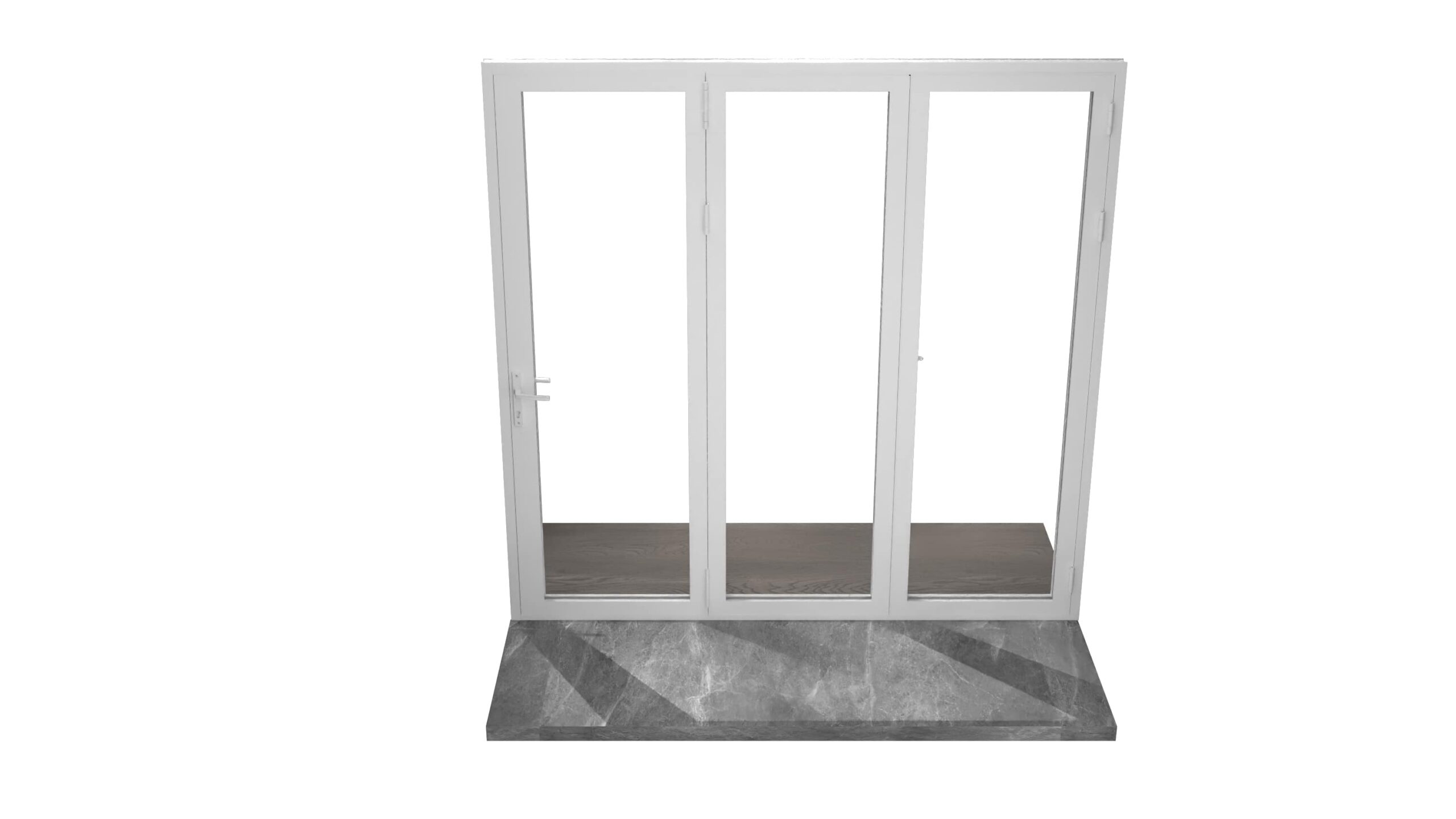 uPVC multi‑panel bifold door with open and folded leaves