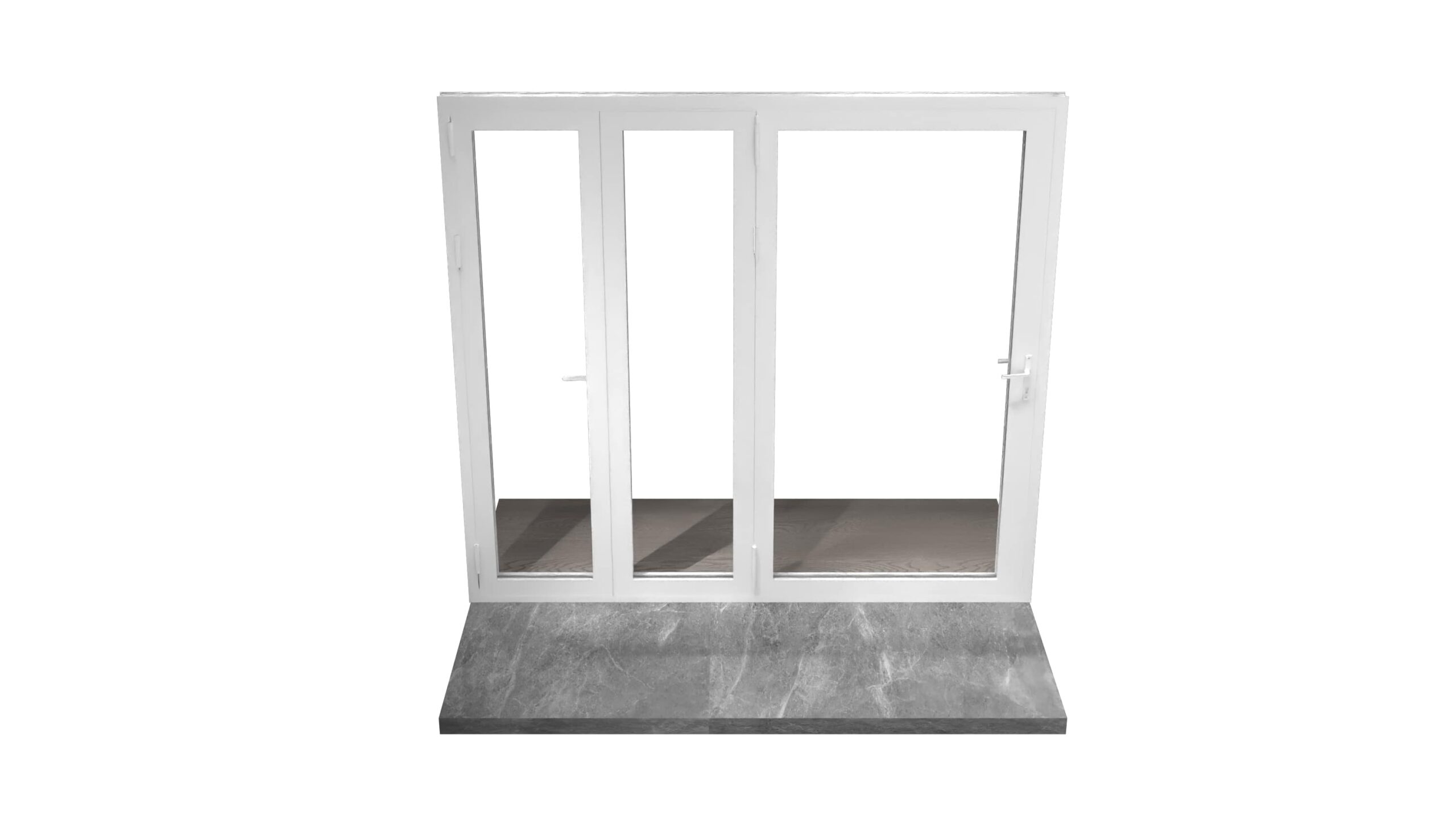 Terrace style white aluminium bifold system