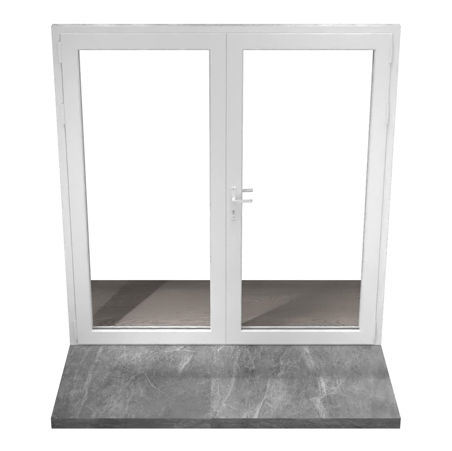 Open concept living clear glass door