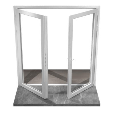 Secure glass door with metal handle