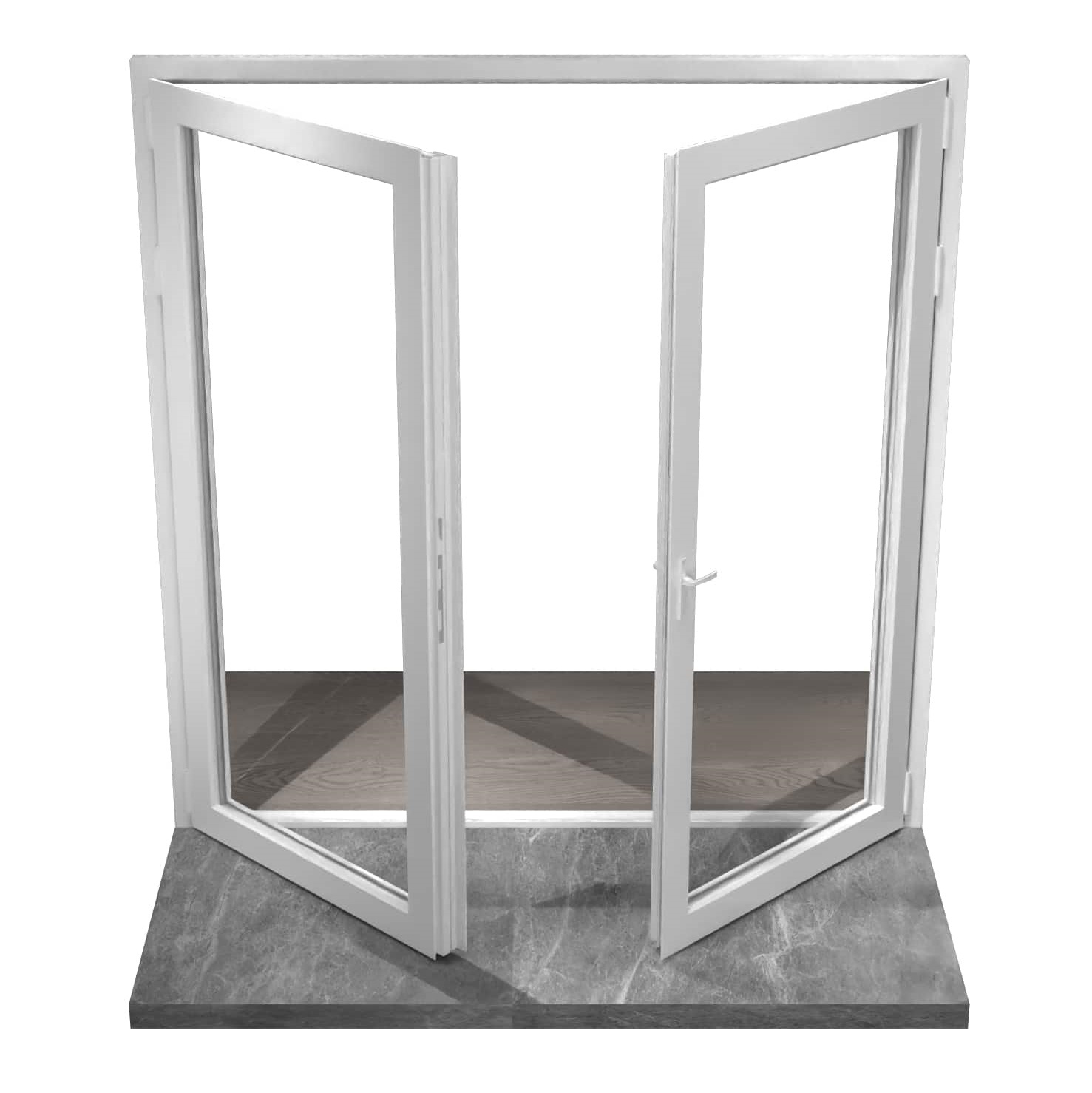 Secure glass door with metal handle