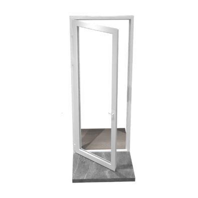 Designer pivot swing glass door with black frame