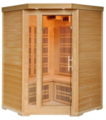 Two-person infrared sauna with wooden panels