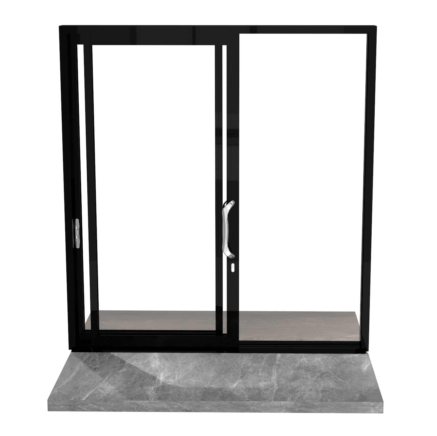 Black aluminium bifold door open