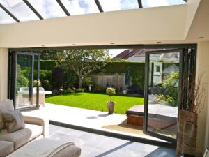 White sliding patio door frame