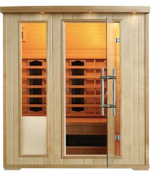 Contemporary infrared sauna with large glass panel