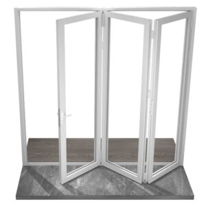 Multi-panel black aluminum bifold door