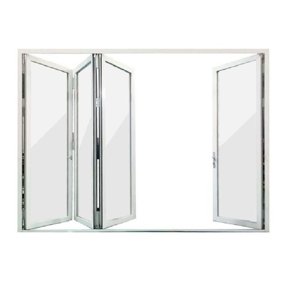 Folding bifold interior door with slim aluminum frame